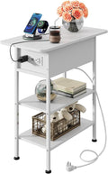 WLIVE End Table with Charging Station, Flip Top Side Table with Storage Shelf by WLIVE