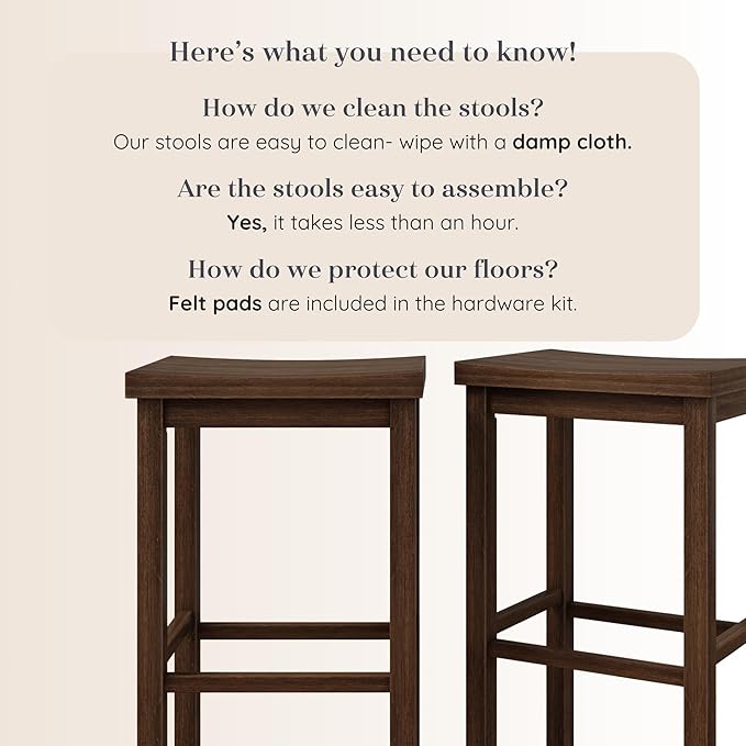 Grain & Grove Smith Collection Set of 2 Solid Wood Bar Stools, 30 inch - Image 5