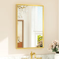 TETOTE Brushed Gold Bathroom Mirror 20" x 30" Brushed Gold Brass Rectangle by TETOTE
