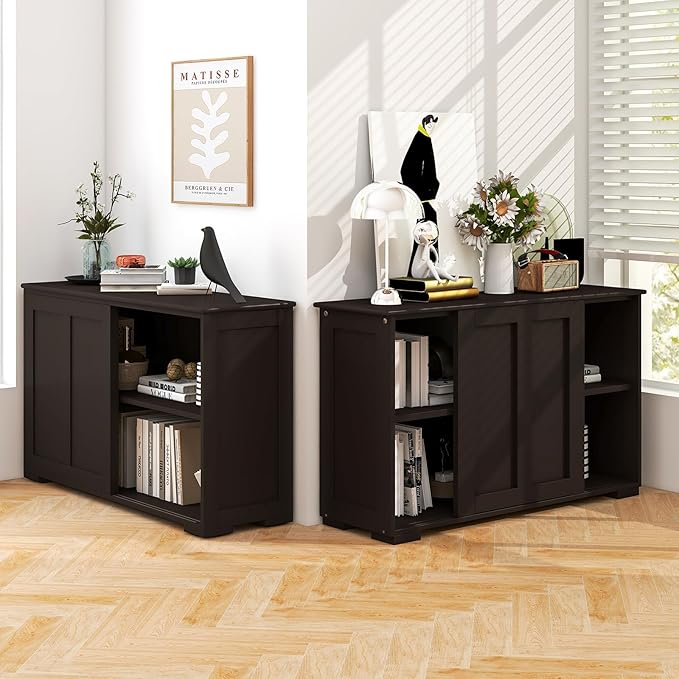 Costzon Sideboard Buffet Cabinet, Wooden Kitchen Storage - Image 2