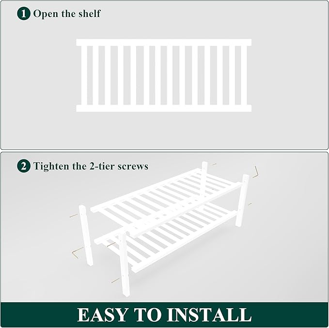 Smiry Shoe Rack, 2 Tier Thick Bamboo Shoe Organizer, Stackable Free Standing - Image 5