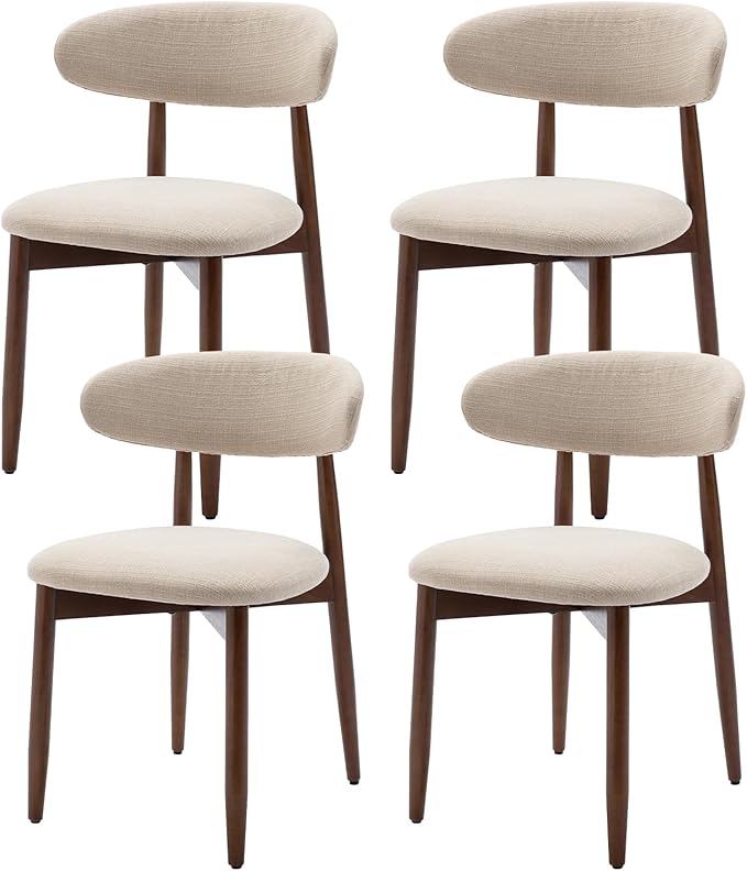 COLAMY Wooden Dining Chairs Set of 4, Modern Fabric Upholstered Kitchen Side - Image 8