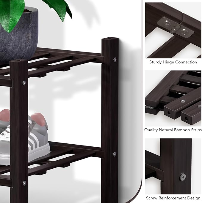 Haddockway 5 Tier Bamboo Shoe Rack Storage Organizer, Small Space 27"x11"x32" - Image 4