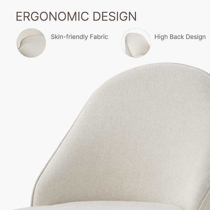 Swivel Dining Chairs Modern Desk Chair Upholstered Linen Fabric Side Chair - Image 6