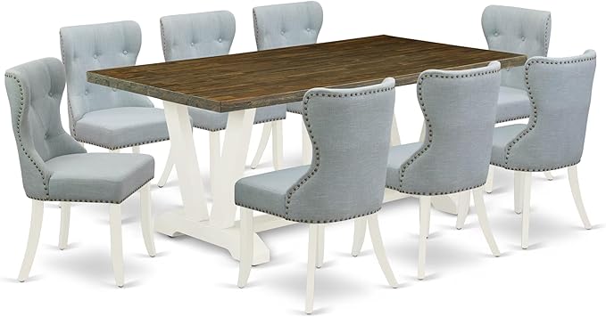 East West Furniture V077SI215-9 9 Piece Kitchen Table Set Includes a Rectangle by EastWestFurniture