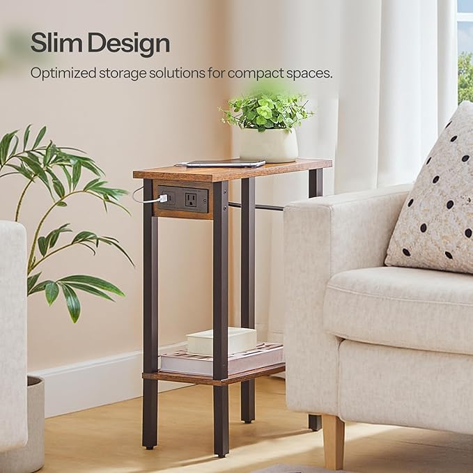 HOOBRO Small End Table with Charging Station, Narrow Side Table with USB Port - Image 4