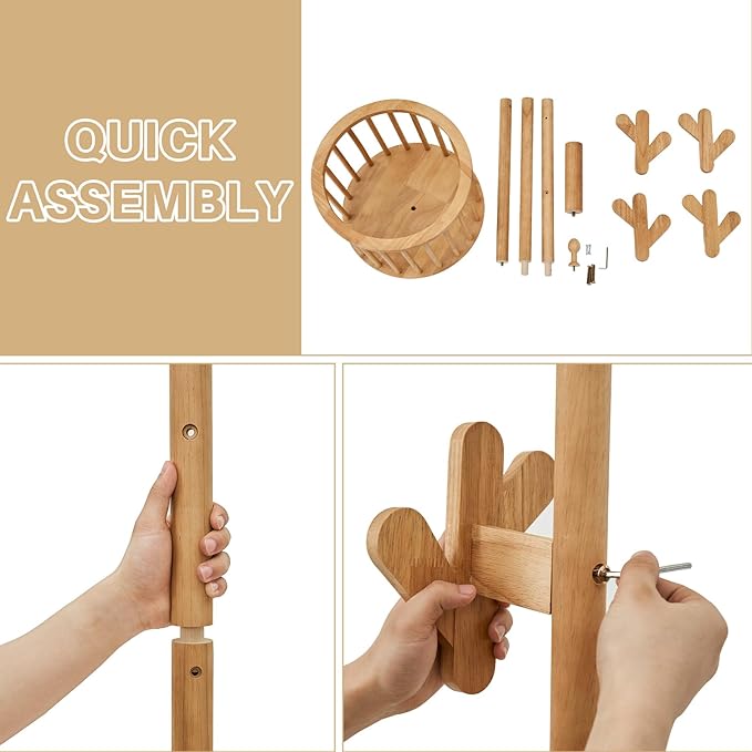 Uniclinens Solid Wood Coat Rack Freestanding - Image 7