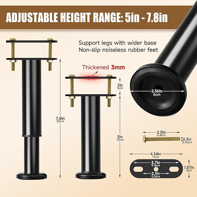 4 Pack Adjustable Height Center Support Leg - Image 2