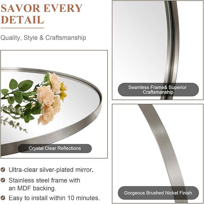 ANDY STAR Brushed Nickel Oval Mirrors - Image 4