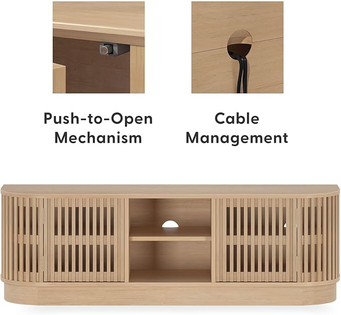 Plank+Beam Contour Wood TV Stand, Solid Wood Entertainment Console - Image 4