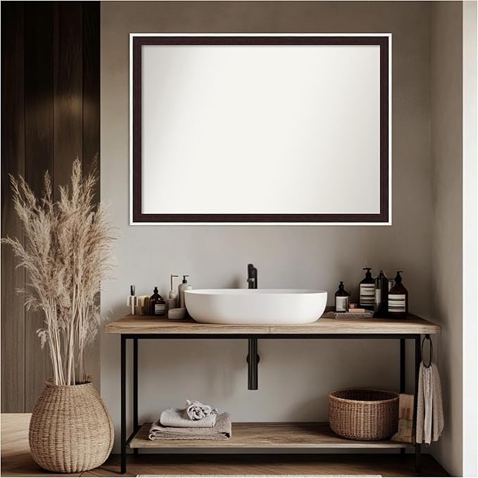 Amanti Art Bathroom Mirror for Over Sink, 30x41 Maya Espresso Silver Rectangle - Image 4