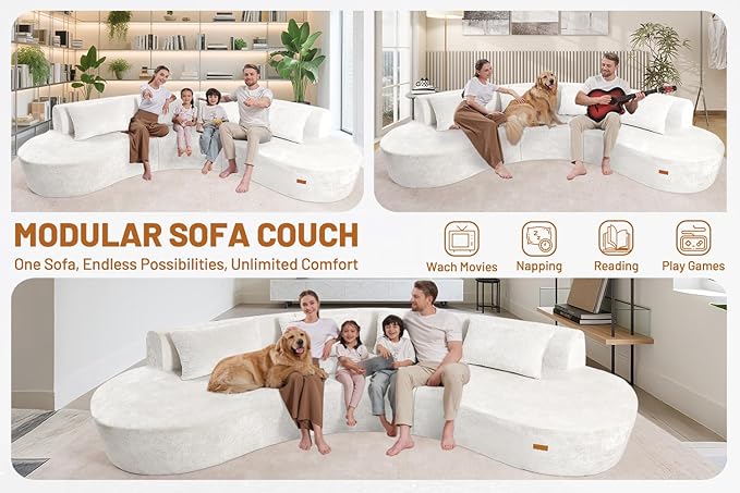 Homguava 130'' Modular Sectional Sofa, Curved Modern Sofa - Image 6