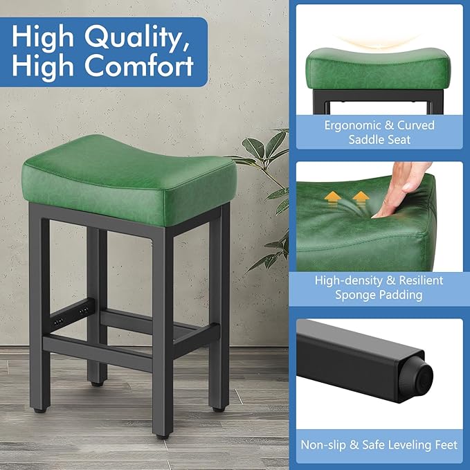 Counter Height Bar Stools Set of 3, 24 Inch Barstools - Image 3