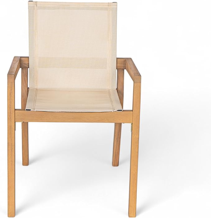 Merax Mesh Seating Solid Wood Dining Chairs Set of 2, French Country Style - Image 2