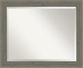 Amanti Art Grey Wall Mirror 27x33 Fencepost Grey Narrow Rectangle Bathroom by AmantiArt