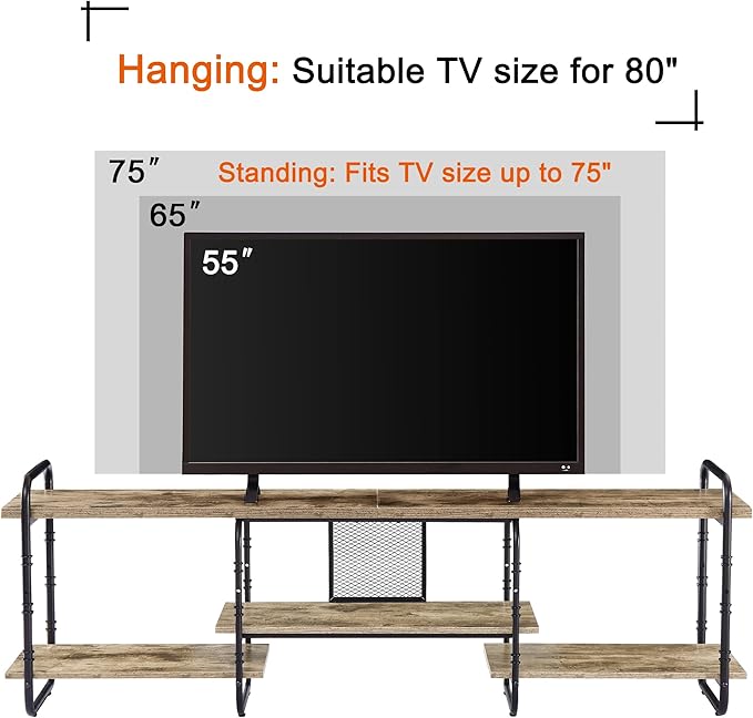 VECELO TV Stands for 75 Inch, Entertainment Center/Media Console Table - Image 7