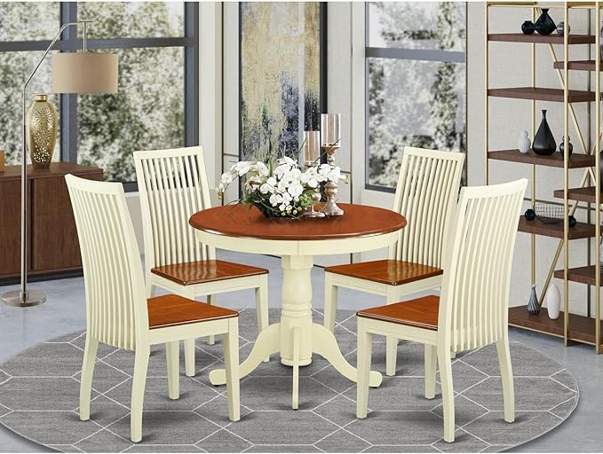 East West Furniture ANIP5-BMK-W 5 Piece Dining Table Set - Image 6