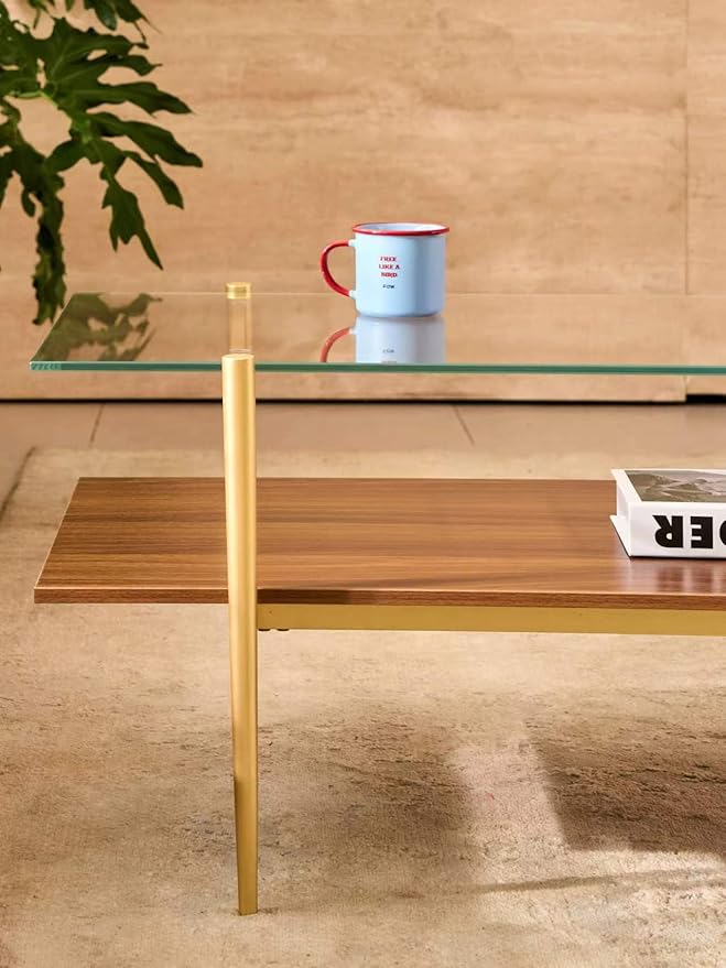 Shrine Rectangle Coffee Table, Mid-Century Modern Design, 2-Tier Structure - Image 8