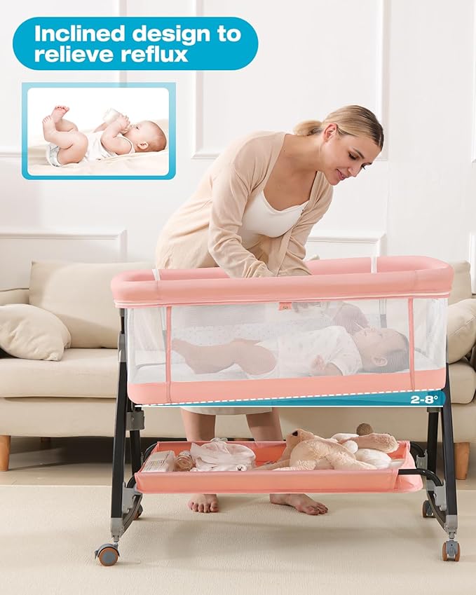 Bedside Bassinet for Baby, 3 in 1 Breathable Mesh Baby Bassinet, 6 Height - Image 3