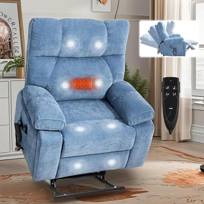 Dual Motor Power Lift Recliner Chair, 8 Positions Vibration Massage Recliner by Outdoorchairs