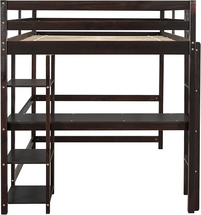 HomSof Full Loft Bed with Desk and Shelves - Image 11