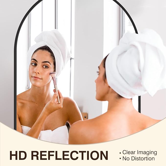 FICTOR Bathroom Vanity Mirror for Wall, 40”x30” Large Arched Metal Framed - Image 4