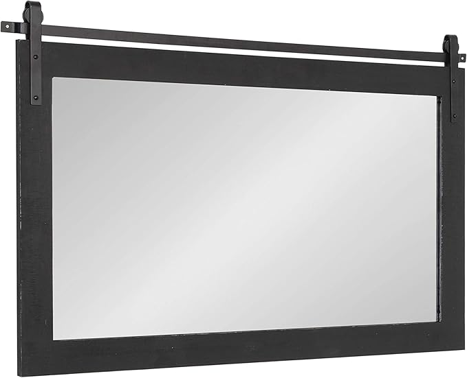 Kate and Laurel Cates Farmhouse Horizontal Wood Framed Wall Mirror, 40 x 26 by KateandLaurel