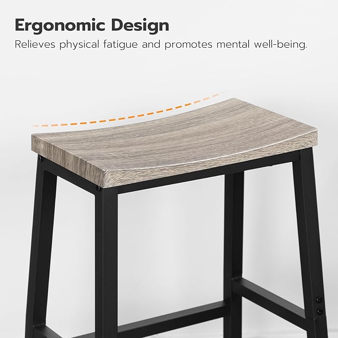 HOOBRO Bar Stools, 23.6 Inch Saddle Kitchen Counter Stools - Image 6