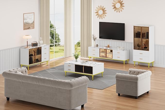 GAOMON Coffee Table for Living Room, Faux Marble Coffee Table - Image 9