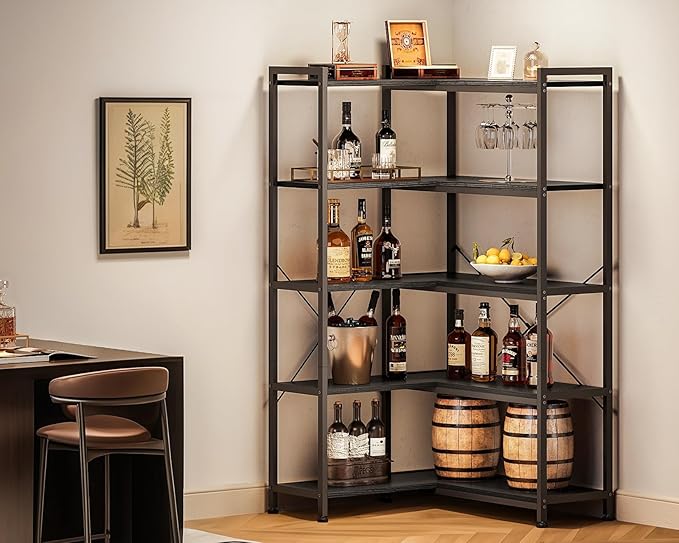 Casaottima Corner Bookshelf 5 Tier, 57 Inches Reversible Book Shelf - Image 7