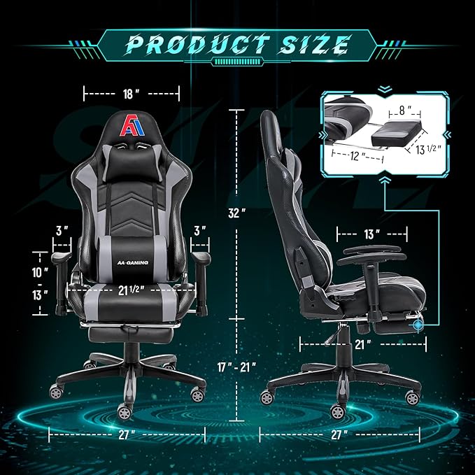 AA Products Gaming Chair Ergonomic High Back Computer Racing Chair Adjustable - Image 2