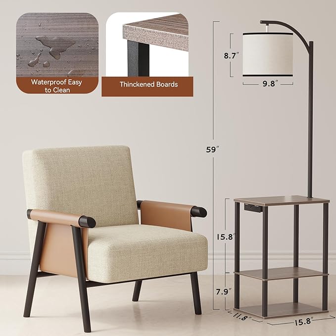 SUNMORY Floor Lamp with Table, End Table - Image 3