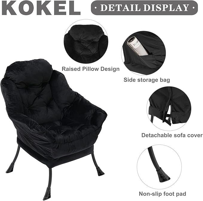 Lazy Chair with Folding Ottoman, Living Room Chairs, Accent Contemporary Lounge - Image 4