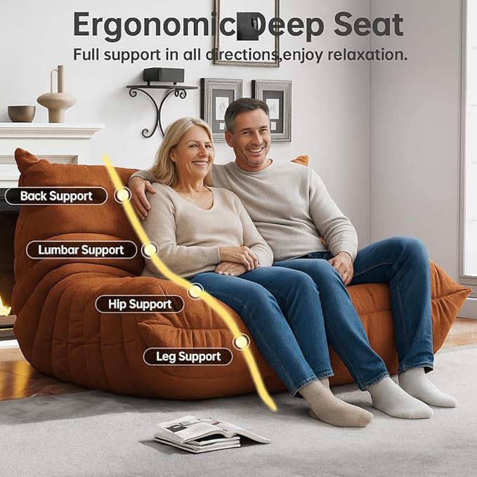 Bean Bag Chairs for Adults, Memory Foam Couch Loveseat Sofa Chair, Soft Teddy - Image 5