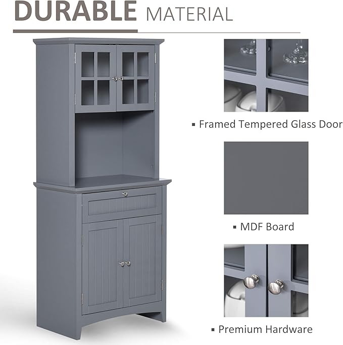 HOMCOM Elegant Buffet with Hutch, Kitchen Pantry Storage Cabinet with Framed - Image 5