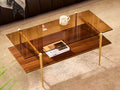 Shrine Rectangle Coffee Table, Mid-Century Modern Design, 2-Tier Structure by SHRINELIGHTING