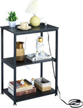 VECELO Tall End Table with Charging Station, Side Table with USB Ports and by VECELO