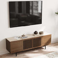 POVISON Fully-Assembled Mid Century Modern Sintered Stone TV Stand, Slatted by POVISON