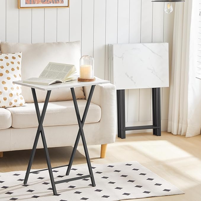 HOOBRO Folding TV Tray Tables, Industrial Side Table - Image 2