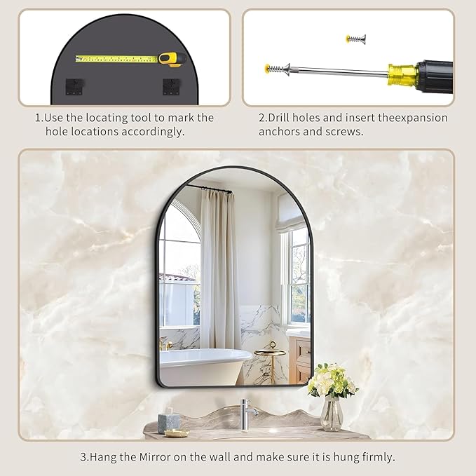 Arched Bathroom Mirror, Wall Mounted Mirror, Living Room, Hanging or Leaning - Image 8