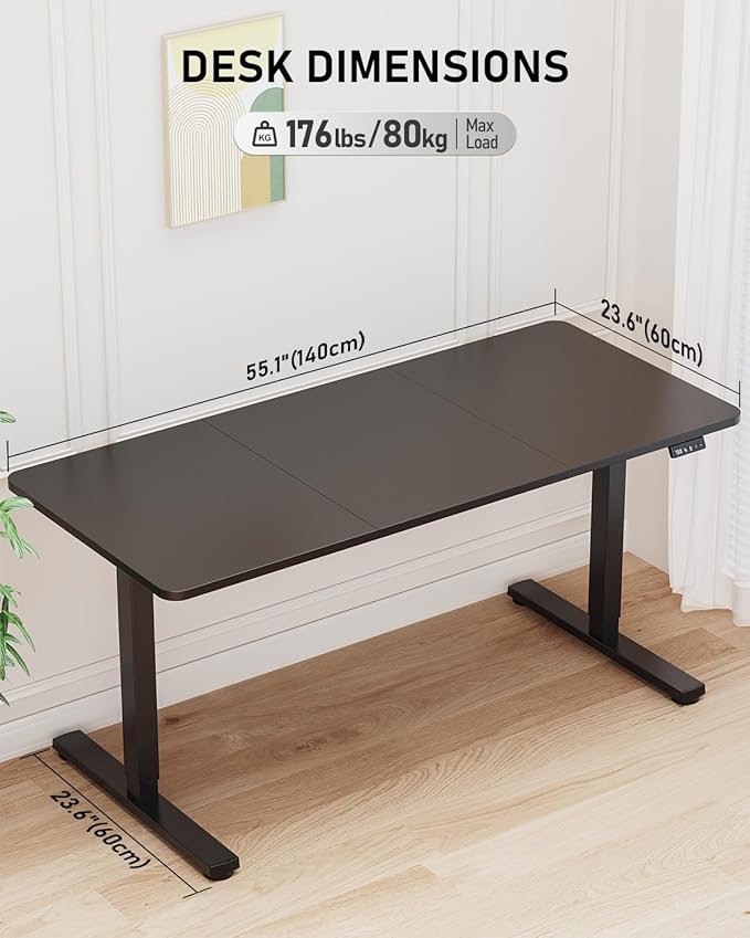 Standing Desk, Large Height Adjustable Electric Stand up Desk, 55 x 24 Inches - Image 3