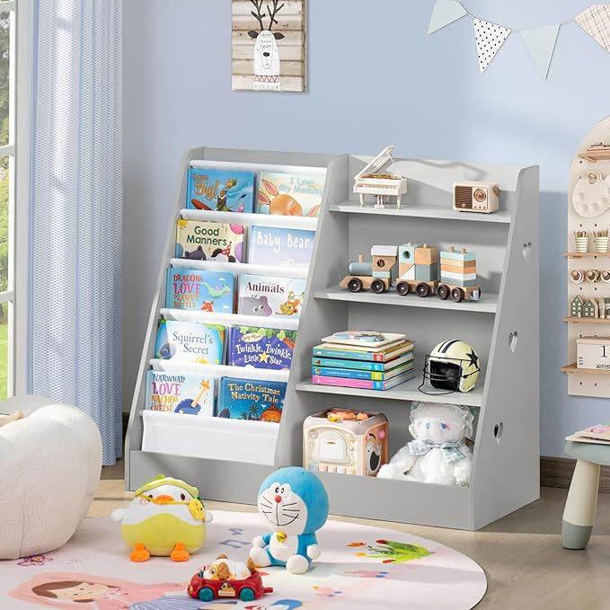 Lerliuo 4 Tier Kids Bookshelf and Storage Organizer, Five Layer Sling Children - Image 7