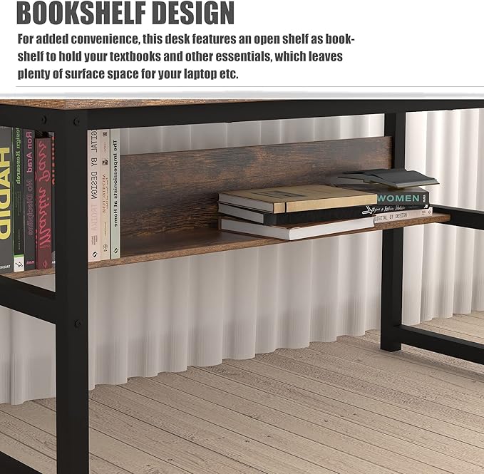 TOPSKY Computer Desk with Bookshelf/Metal Hole Cable Cover 1.18" Thick Desk - Image 8