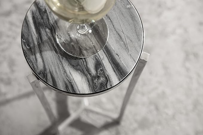 Kate and Laurel Aguilar Modern Drink Table; 9 x 9 x 23; Gray and Silver; - Image 4