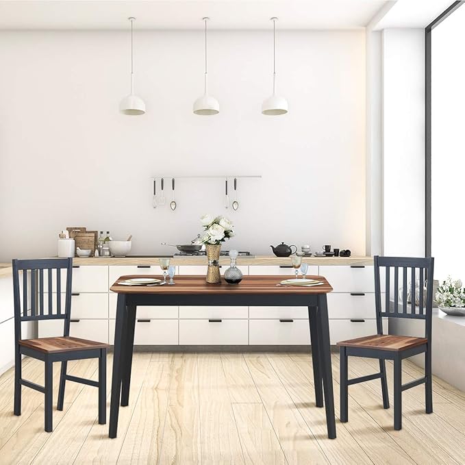 Giantex 43.5" L Rectangular Dining Table, Farmhouse Dinette Table w/ 4 Rubber - Image 9