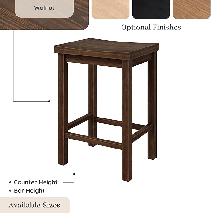 Grain & Grove Smith Collection Solid Wood Counter Height Bar Stool, 24-Inch - Image 7
