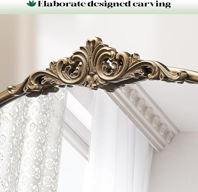 Arched Antique Wall Mirror, Ornate Arch Bronze Mirror - Image 5