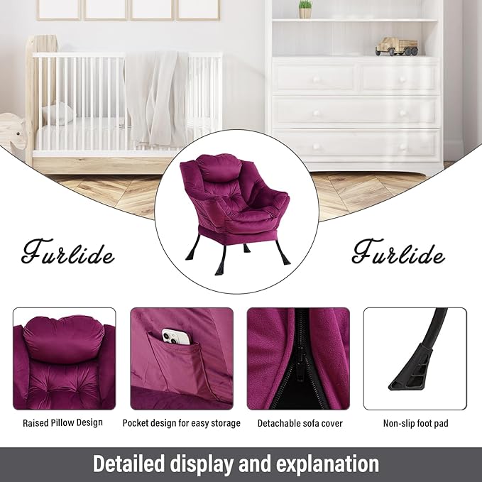 Lazy Chair with Ottoman, Modern Chair with Folding Footrest, Lounge Accent Chair - Image 4