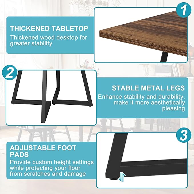 Square Dining Table for 2-4, 31.5" Small Dinner Table - Image 3