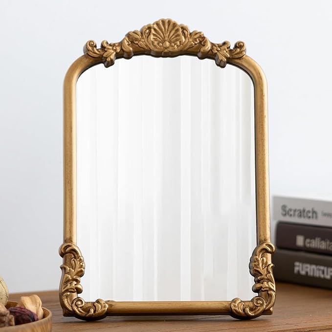 Vintage Vanity Mirror Small Gold Makeup Desk Mirror - Image 7